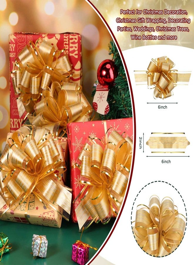 باتيير 48 قطعة من شرائط سحب هدايا عيد الميلاد مقاس 6 بوصات، شرائط أورجانزا متعددة الألوان لتغليف هدايا عيد الميلاد، مناسبة لعيد الحب، وحفلات الزفاف، وأعياد الميلاد، والذكرى السنوية، وتزيين العطلات (ذهبي). - Image 2